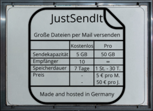 JustSendIt Angebot - Große Dateien per Mail versenden